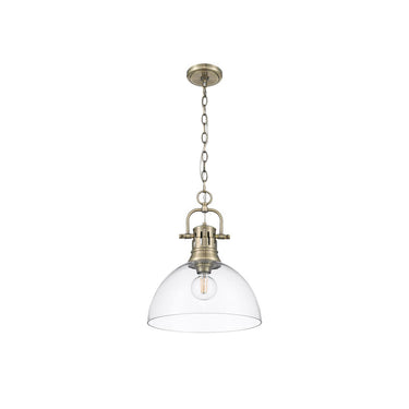 Golden Lighting 3602-L Duncan 1 Light Pendant with Chain in Aged Brass - Crescent Harbor