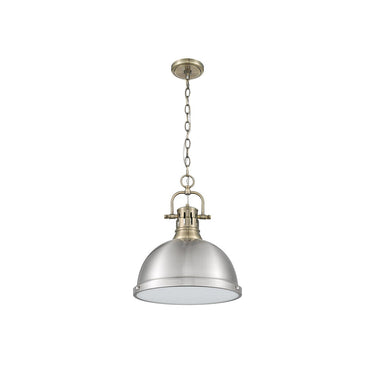 Golden Lighting 3602-L Duncan 1 Light Pendant with Chain in Aged Brass - Crescent Harbor