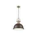Golden Lighting 3602-L Duncan 1 Light Pendant with Chain in Aged Brass - Crescent Harbor