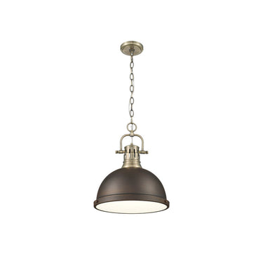 Golden Lighting 3602-L Duncan 1 Light Pendant with Chain in Aged Brass - Crescent Harbor