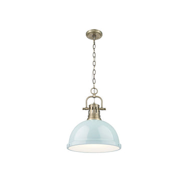 Golden Lighting 3602-L Duncan 1 Light Pendant with Chain in Aged Brass - Crescent Harbor