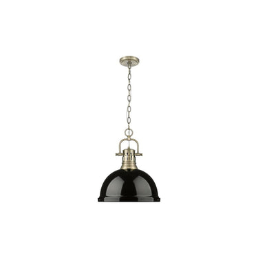 Golden Lighting 3602-L Duncan 1 Light Pendant with Chain in Aged Brass - Crescent Harbor