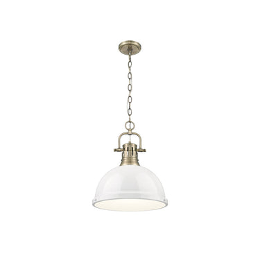 Golden Lighting 3602-L Duncan 1 Light Pendant with Chain in Aged Brass - Crescent Harbor