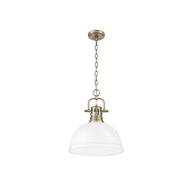 Golden Lighting 3602-L Duncan 1 Light Pendant with Chain in Aged Brass - Crescent Harbor