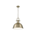 Golden Lighting 3602-L Duncan 1 Light Pendant with Chain in Aged Brass - Crescent Harbor