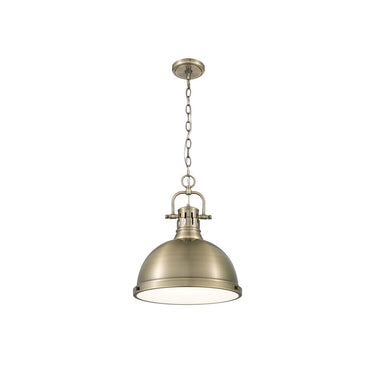 Golden Lighting 3602-L Duncan 1 Light Pendant with Chain in Aged Brass - Crescent Harbor