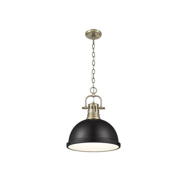 Golden Lighting 3602-L Duncan 1 Light Pendant with Chain in Aged Brass - Crescent Harbor