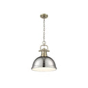 Golden Lighting 3602-L Duncan 1 Light Pendant with Chain in Aged Brass - Crescent Harbor