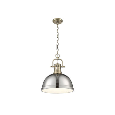 Golden Lighting 3602-L Duncan 1 Light Pendant with Chain in Aged Brass - Crescent Harbor