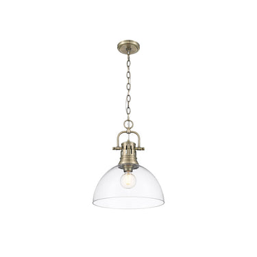 Golden Lighting 3602-L Duncan 1 Light Pendant with Chain in Aged Brass - Crescent Harbor