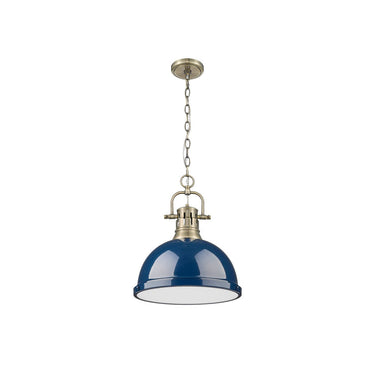 Golden Lighting 3602-L Duncan 1 Light Pendant with Chain in Aged Brass - Crescent Harbor