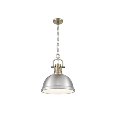 Golden Lighting 3602-L Duncan 1 Light Pendant with Chain in Aged Brass - Crescent Harbor