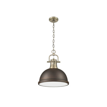 Golden Lighting 3602-L Duncan 1 Light Pendant with Chain in Aged Brass - Crescent Harbor