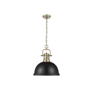 Golden Lighting 3602-L Duncan 1 Light Pendant with Chain in Aged Brass - Crescent Harbor
