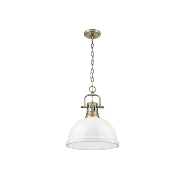 Golden Lighting 3602-L Duncan 1 Light Pendant with Chain in Aged Brass - Crescent Harbor