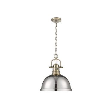 Golden Lighting 3602-L Duncan 1 Light Pendant with Chain in Aged Brass - Crescent Harbor