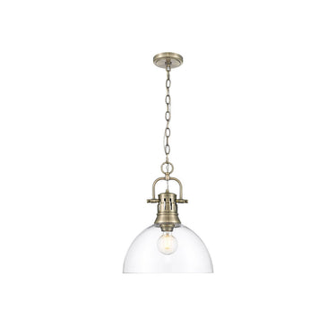 Golden Lighting 3602-L Duncan 1 Light Pendant with Chain in Aged Brass - Crescent Harbor