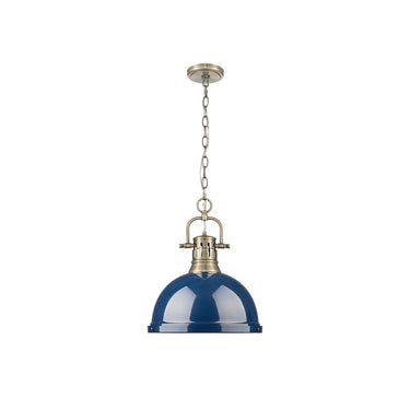 Golden Lighting 3602-L Duncan 1 Light Pendant with Chain in Aged Brass - Crescent Harbor