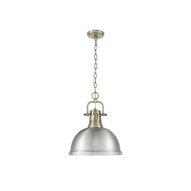Golden Lighting 3602-L Duncan 1 Light Pendant with Chain in Aged Brass - Crescent Harbor