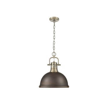 Golden Lighting 3602-L Duncan 1 Light Pendant with Chain in Aged Brass - Crescent Harbor
