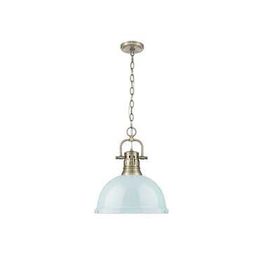 Golden Lighting 3602-L Duncan 1 Light Pendant with Chain in Aged Brass - Crescent Harbor