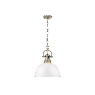 Golden Lighting 3602-L Duncan 1 Light Pendant with Chain in Aged Brass - Crescent Harbor