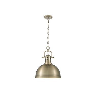 Golden Lighting 3602-L Duncan 1 Light Pendant with Chain in Aged Brass - Crescent Harbor