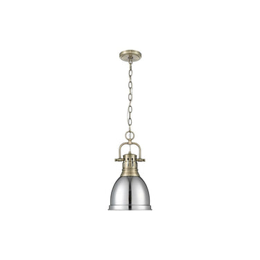 Golden Lighting 3602-S AB-WH Small Pendant with Chain - Crescent Harbor