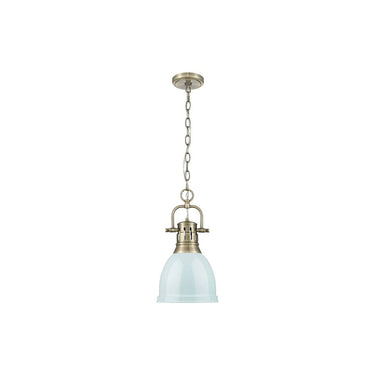 Golden Lighting 3602-S AB-WH Small Pendant with Chain - Crescent Harbor