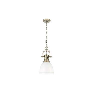 Golden Lighting 3602-S AB-WH Small Pendant with Chain - Crescent Harbor