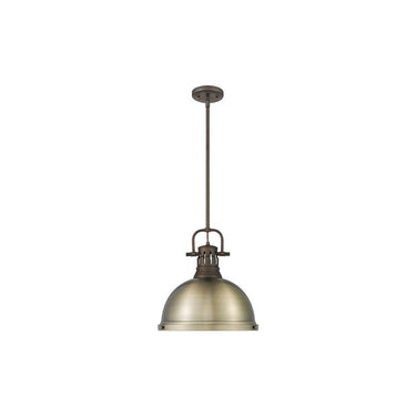 Golden Lighting 3604-L AB-AB Duncan 1 Light Pendant with Rod - Crescent Harbor