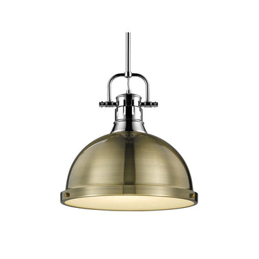 Golden Lighting 3604-L AB-AB Duncan 1 Light Pendant with Rod - Crescent Harbor
