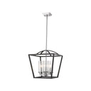 Golden Lighting 4309-3P BLK-BLK-SD Mercer 3 Light Pendant in Matte Black with Seeded Glass - Crescent Harbor