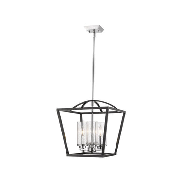 Golden Lighting 4309-3P BLK-BLK-SD Mercer 3 Light Pendant in Matte Black with Seeded Glass - Crescent Harbor