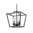 Golden Lighting 4309-3P BLK-BLK-SD Mercer 3 Light Pendant in Matte Black with Seeded Glass - Crescent Harbor