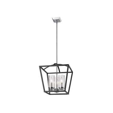 Golden Lighting 4309-3P BLK-BLK-SD Mercer 3 Light Pendant in Matte Black with Seeded Glass - Crescent Harbor