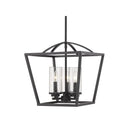 Golden Lighting 4309-3P BLK-BLK-SD Mercer 3 Light Pendant in Matte Black with Seeded Glass - Crescent Harbor