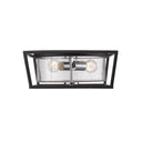 Golden Lighting 4309-FM BLK-BLK-SD Mercer Flush Mount in Matte Black with Seeded Glass - Crescent Harbor