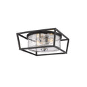 Golden Lighting 4309-FM BLK-BLK-SD Mercer Flush Mount in Matte Black with Seeded Glass - Crescent Harbor