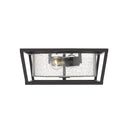 Golden Lighting 4309-FM BLK-BLK-SD Mercer Flush Mount in Matte Black with Seeded Glass - Crescent Harbor