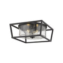 Golden Lighting 4309-FM BLK-BLK-SD Mercer Flush Mount in Matte Black with Seeded Glass - Crescent Harbor