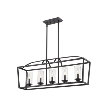 Golden Lighting 4309-LP BLK Mercer 5 Light Linear Pendant - Crescent Harbor