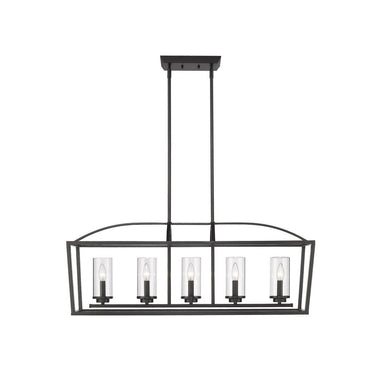Golden Lighting 4309-LP BLK Mercer 5 Light Linear Pendant - Crescent Harbor