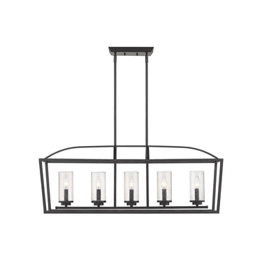 Golden Lighting 4309-LP BLK Mercer 5 Light Linear Pendant - Crescent Harbor