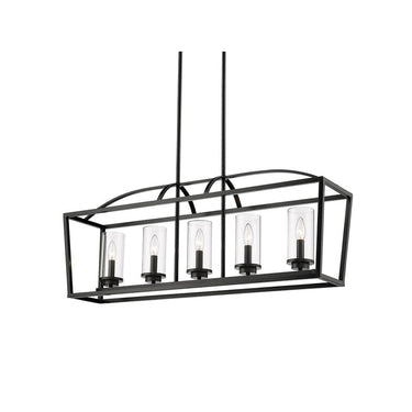 Golden Lighting 4309-LP BLK Mercer 5 Light Linear Pendant - Crescent Harbor