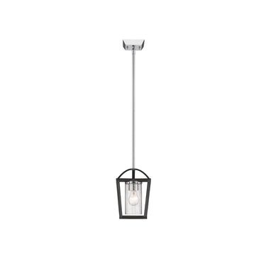 Golden Lighting 4309-M1L BLK-BLK-SD Mercer Mini Pendant in Matte Black with Seeded Glass - Crescent Harbor