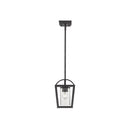 Golden Lighting 4309-M1L BLK-BLK-SD Mercer Mini Pendant in Matte Black with Seeded Glass - Crescent Harbor