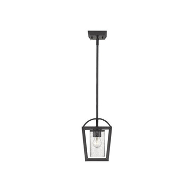 Golden Lighting 4309-M1L BLK-BLK-SD Mercer Mini Pendant in Matte Black with Seeded Glass - Crescent Harbor