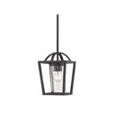 Golden Lighting 4309-M1L BLK-BLK-SD Mercer Mini Pendant in Matte Black with Seeded Glass - Crescent Harbor