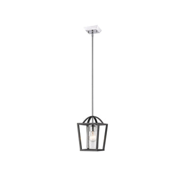 Golden Lighting 4309-M1L BLK-BLK-SD Mercer Mini Pendant in Matte Black with Seeded Glass - Crescent Harbor
